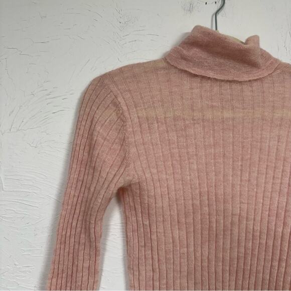 Zara Pink Alpaca Wool Blend Ribbed Turtleneck Sweater Womens S Pullo Preppy Fall - Picture 5 of 9